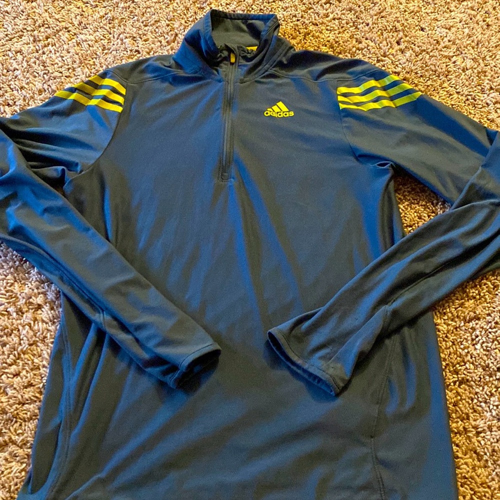 Adidas Half Zip Lightweight Grey and Yellow Shirt